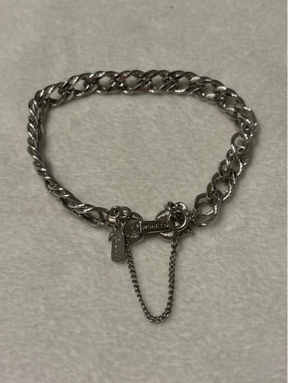 Vintage Monet Silver Tone Linked Chain Bracelet